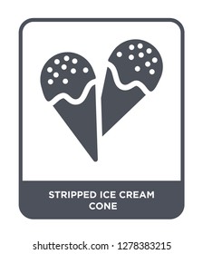 stripped ice cream cone icon vector on white background, stripped ice cream cone trendy filled icons from Cinema collection, stripped ice cream cone vector illustration