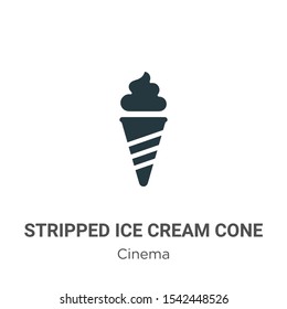 Stripped ice cream cone vector icon on white background. Flat vector stripped ice cream cone icon symbol sign from modern cinema collection for mobile concept and web apps design.