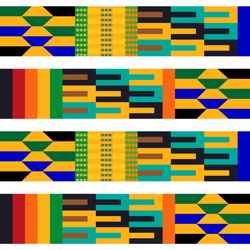 Stripped Kente Pattern. Seamless Repeating Geometric Print Inspired By African Art. Ethnic Textile Collection. 