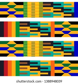 Stripped Kente pattern. Seamless repeating geometric print inspired by African art. Ethnic textile collection. 