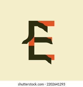 Stripped letter E. Sticky paper letters. Book, logo, business and template design. illustration on paper background.