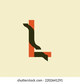 Stripped letter L. Sticky paper letters. Book, logo, business and template design. illustration on paper background.