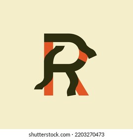 Stripped letter R. Sticky paper letters. Book, logo, business and template design. illustration on paper background.