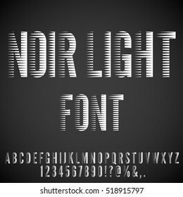 Stripped Nervous Light Retro Noir Movie Font. Vector Letters Set