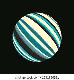 stripped planet in blue shades on dark space