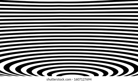 Stripped ringsabstract background. Linear circles optical illusion backdrop vector design.