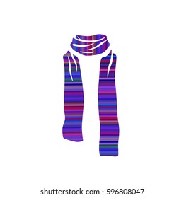 Stripped scarf icon, winter cold season logo