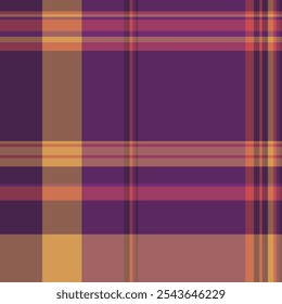 Stripped seamless fabric check, intricate tartan texture pattern. Summertime plaid vector textile background in red and purple colors palette.