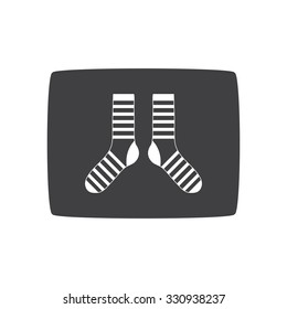 stripped socks. gray icon. eps 10.
