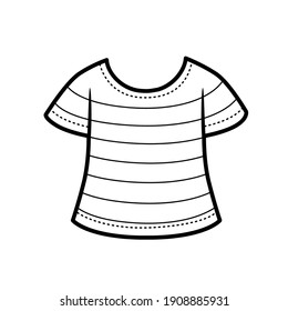 Stripped T-shirt outline for coloring on a white background