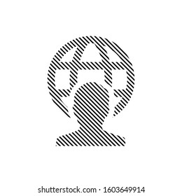 Stripped user with globe icon. World icon made of lines. symbol of business people with trendy filled line style icon for web site design, logo, app, UI isolated on white background.
