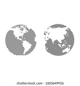 Stripped Vector globe icon of the world. World icon made of line. Stock vector illustration isolated on white background.