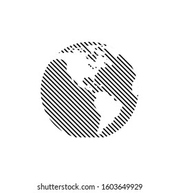 Stripped Vector globe icon of the world. World icon made of line. Stock vector illustration isolated on white background.
