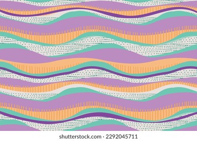 stripped wave pattern design of handmade lines, made with watercolors and brush