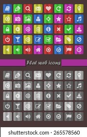 Stripped web and mobile monochrome and colored vector flat buttons set