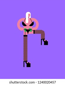 Stripper isolated. Striptease dancer woman. Vector illustration
