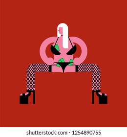Stripper isolated. Striptease dancer woman. Vector illustration