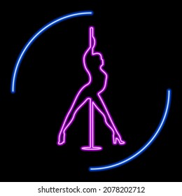 Stripper neon sign, modern glowing banner design, colorful modern design trends. Vector illustration.