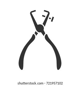 Stripping tool glyph icon. Silhouette symbol. Wire stripper. Negative space. Vector isolated illustration