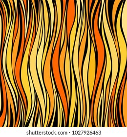 Strips Abstract waves. Abstract stripped background - yellow, orange and black. Vector illustration.