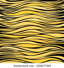 Strips Abstract waves. Abstract stripped background - yellow and black. Vector illustration.