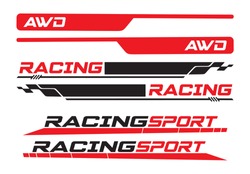
Strips For Car With Awd And Racing Sport Message