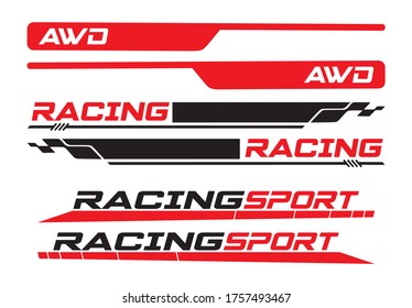 
Strips For Car With Awd And Racing Sport Message