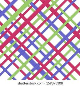 Strips of different color are located on a diagonal. Abstract background.