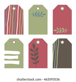 Strips and flowers. Vector hand drawn set.  Romantic tags collection  with flowers, lettering.  Set of  holiday invitations. 