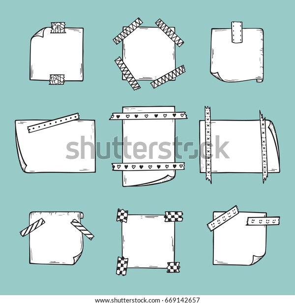 Strips Masking Tape Note Paper Set: стоковая векторная графика (без ...