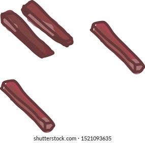 Strips meat, illustration, vector on white background.