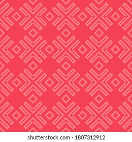 Strips. Mosaic with geometric shapes. Seamless pattern. Design with manual hatching. Textile. Ethnic boho ornament. Vector illustration for web design or print.