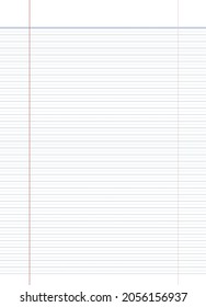 Strips notebook paper on white background. Vector illustrationAn illustration of one sheet of white A4 lined paper.