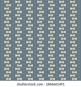 Strips with small decorative elements, alternating with seam lines. Pattern in blue and ivory. Wallpaper texture.
