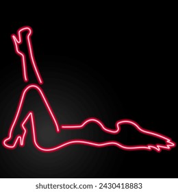 striptease neon sign, modern glowing banner design, colorful modern design trend on black background. Vector illustration.