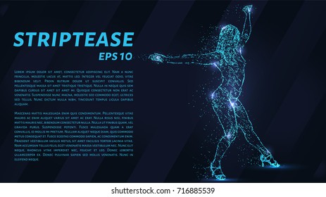 Striptease of particles. Striptease consists of dots and circles. Vector illustration