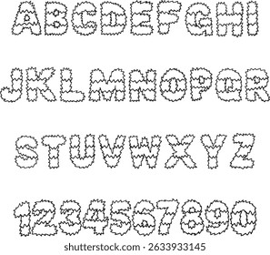 Stripy Bee Furry Font typography lettering ABC cartoon vector text