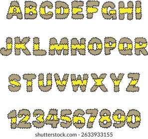 Stripy Bee Furry Font typography lettering ABC cartoon vector text