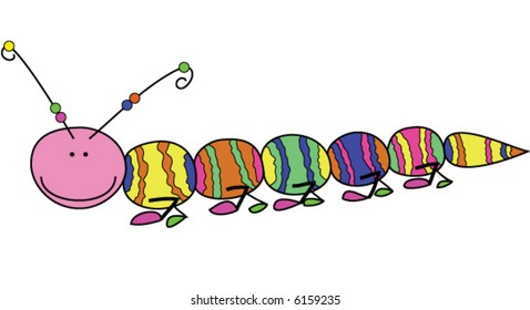 stripy caterpillar vector illustration