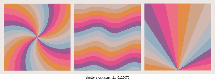 stripy swirl rays backgrouns in vintage colours 70's style