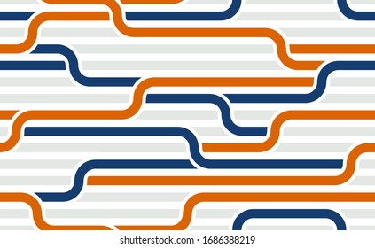 Stripy Vector Seamless Pattern With Woven Lines, Geometric Abstract Background, Stripy Net, Optical Maze, Web Network.