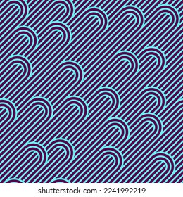 Stripy vector seamless pattern with woven lines, geometric abstract background, stripy net, optical maze, web network.