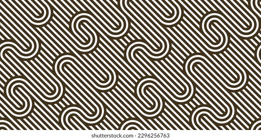 Stripy vector seamless pattern with woven lines, geometric abstract background, stripy net, optical maze, web network.