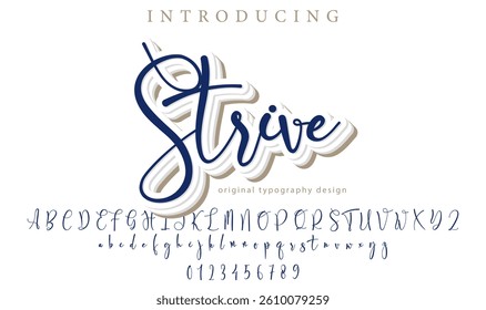 Strive Font Stylish brush painted an uppercase vector letters, alphabet, typeface