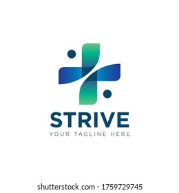 Strive Logo, Creative Cross Health And Humanoid Vector