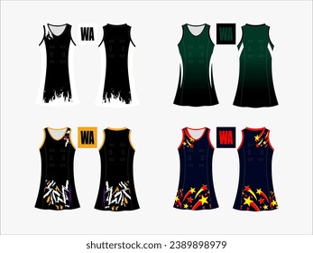 Strive in Style: Netball A-Line Dress Collection - Set of 4 Exclusive Designs for the Ultimate Sporting Elegance Netball and backetball dress