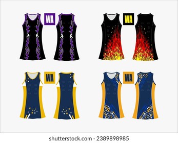 Strive in Style: Netball A-Line Dress Collection - Set of 4 Exclusive Designs for the Ultimate Sporting Elegance Netball and backetball dress