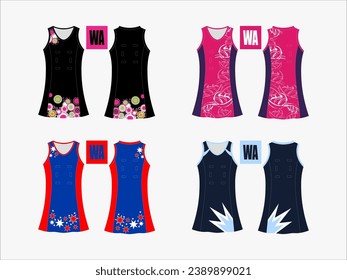 Strive in Style: Netball A-Line Dress Collection - Set of 4 Exclusive Designs for the Ultimate Sporting Elegance Netball and backetball dress