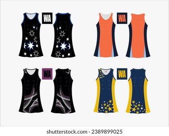 Strive in Style: Netball A-Line Dress Collection - Set of 4 Exclusive Designs for the Ultimate Sporting Elegance Netball and backetball dress