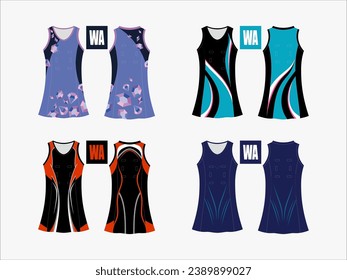 Strive in Style: Netball A-Line Dress Collection - Set of 4 Exclusive Designs for the Ultimate Sporting Elegance Netball and backetball dress